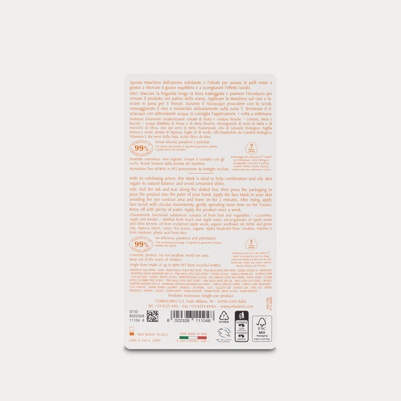 Maschera Scrub Viso Purificante I Colori dell'Orto