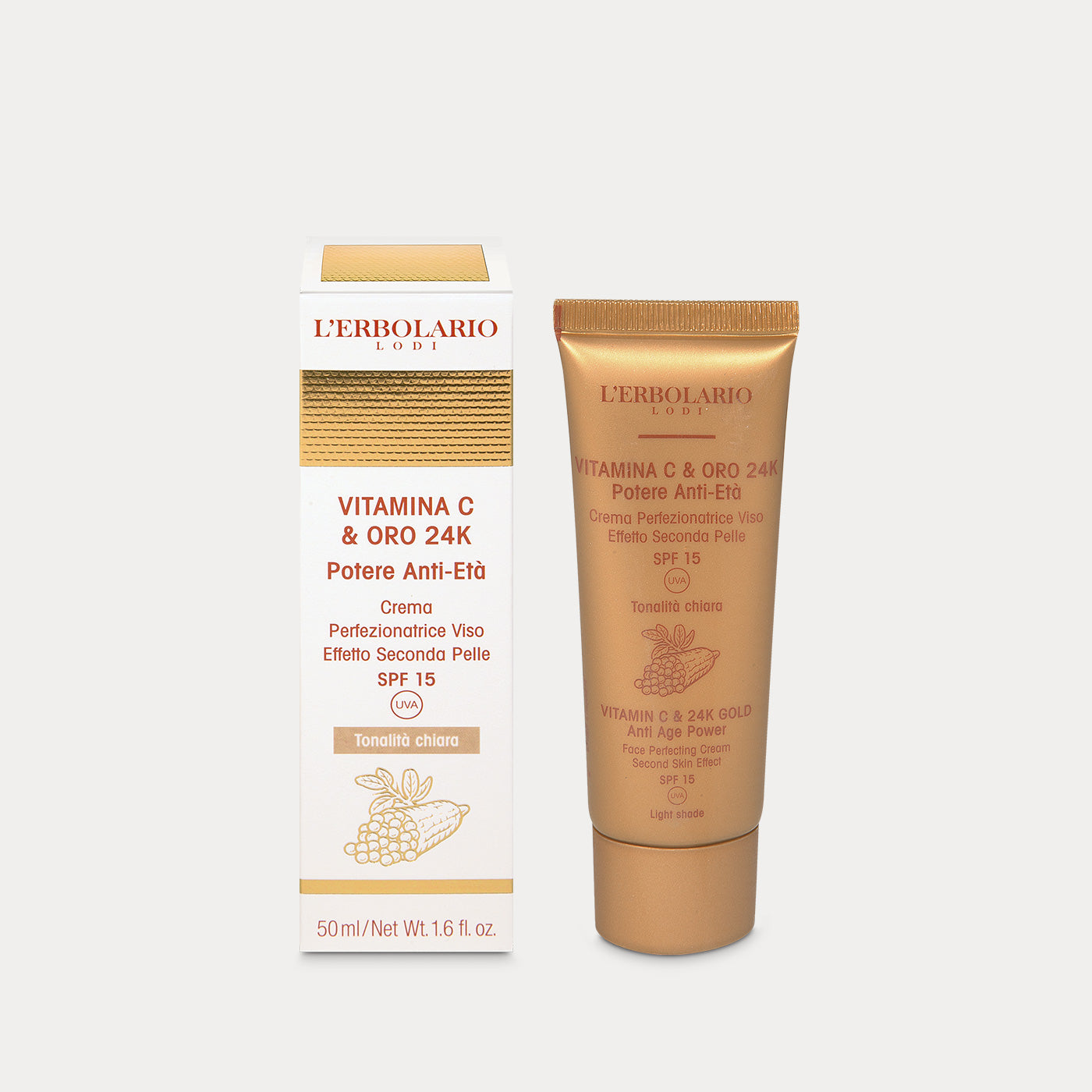 Crema Perfezionatrice Viso tonalità chiara Vitamina C & Oro 24K